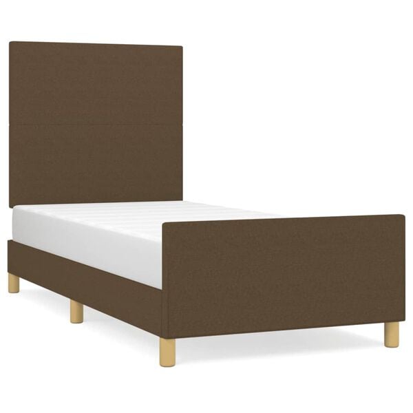 vidaXL Estrutura de cama sem colch&atilde;o 90x190 cm tecido castanho-escuro