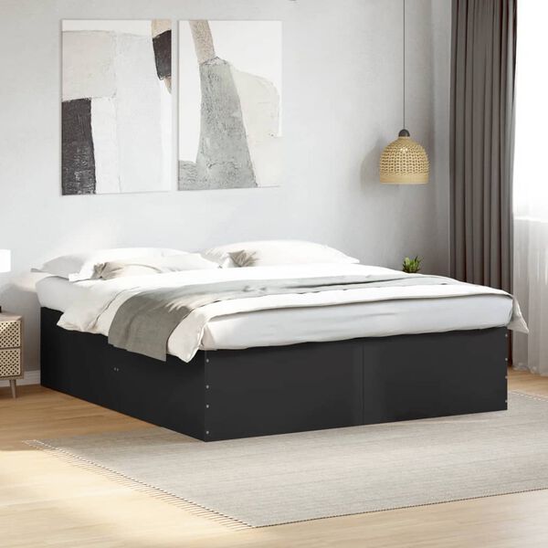 vidaXL Estrutura de cama 200x200 cm derivados de madeira preto