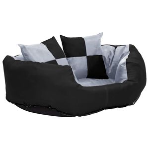 vidaXL Almofad&atilde;o p/ c&atilde;es revers&iacute;vel e lav&aacute;vel 65x50x20 cm cinza/preto