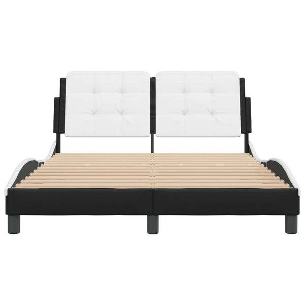 vidaXL Estrutura de cama sem colchão Zadar couro artif. 140x190cm preto/branco