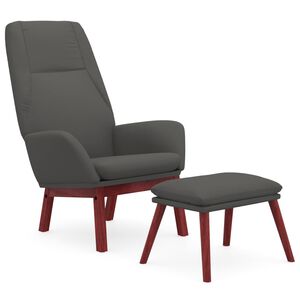 vidaXL Cadeira de descanso com banco p/ p&eacute;s tecido cinza-escuro