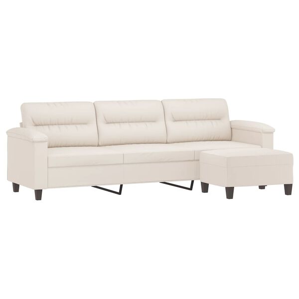 vidaXL Sof&aacute; de 3 lugares c/ apoio de p&eacute;s 210 cm tecido microfibra bege