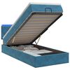 vidaXL Cama Ottoman com Colch&atilde;o e LED Azul escuro 90 x 190 cm Veludo