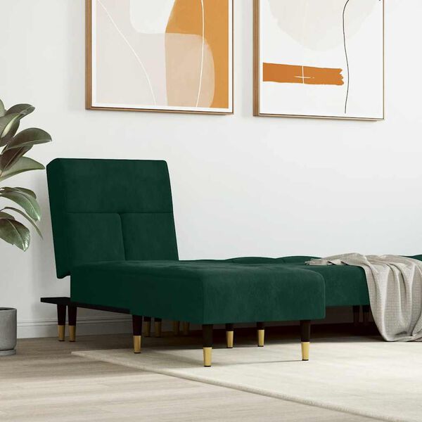 vidaXL Chaise longue veludo verde-escuro