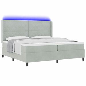 vidaXL Cama Box com colch&atilde;o com led Cinzento-claro 200 x 200 cm Veludo