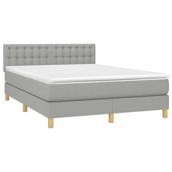 vidaXL Cama com molas/colch&atilde;o 140x190 cm tecido cinzento-claro