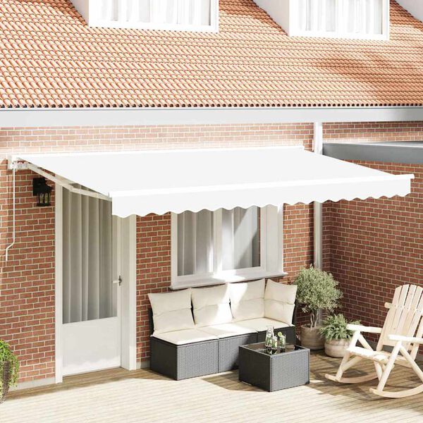 vidaXL Toldo Retr&aacute;til Manual Branco 400 x 200 cm Poli&eacute;ster e Metal