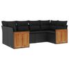 vidaXL 6 pcs conjunto sof&aacute;s de jardim c/ almofad&otilde;es vime PE preto
