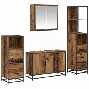 vidaXL Conjunto de M&oacute;veis para Banheiro com porta 4 pcs Madeira Antiga