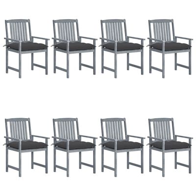 vidaXL Cadeiras de jardim c/ almofadões 8 pcs acácia maciça cinzento