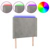 vidaXL Cabeceira cama c/ luzes LED veludo 103x16x118/128cm cinza-claro