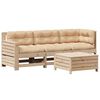 vidaXL 4 pcs conjunto lounge de jardim c/ almofad&otilde;es pinho maci&ccedil;o