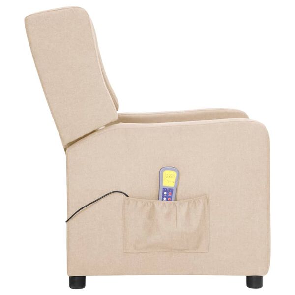 vidaXL Poltrona de massagens tecido cor creme