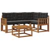 vidaXL Conjunto de Sof&aacute;s para Exterior 5 pcs Natural e Preto