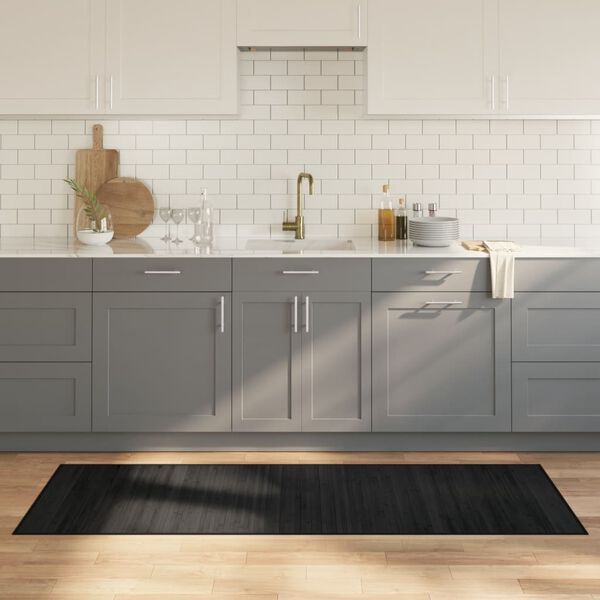 vidaXL Tapete retangular 70x200 cm bambu preto