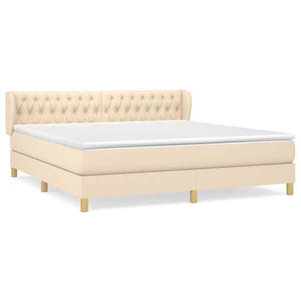 vidaXL Cama com molas/colch&atilde;o 180x200 cm tecido cor creme