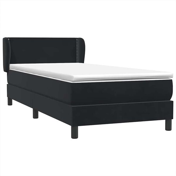 vidaXL Cama com molas/colch&atilde;o 100x210 cm veludo Preto