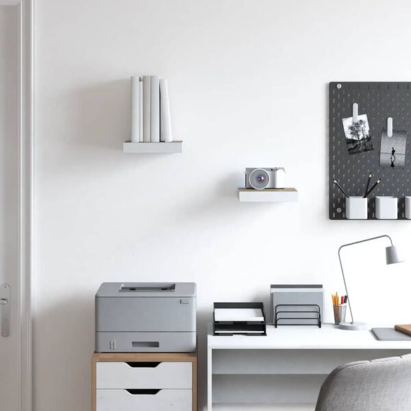 vidaXL Prateleiras de parede 2 pcs 23x23,5x3,8cm MDF carvalho e branco