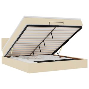 vidaXL Estrutura de cama otomana com colch&atilde;o tecido creme 160x200cm