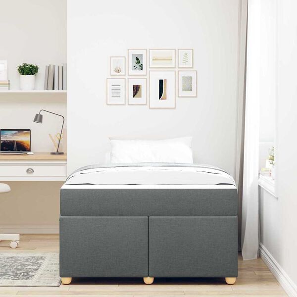 vidaXL Estrutura da Cama com colch&atilde;o Cinza Escuro 120 x 200 cm tecido