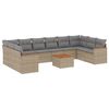 vidaXL 11 pcs conjunto sof&aacute;s de jardim c/ almofad&otilde;es vime PE bege