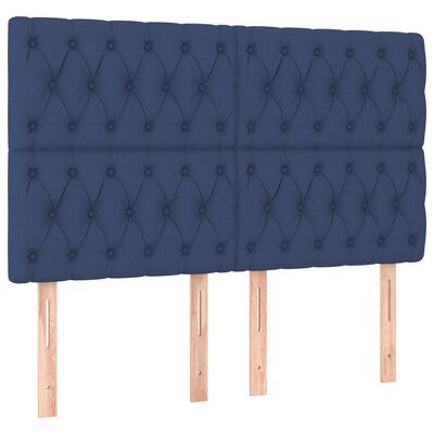 vidaXL Cama com molas/colchão 140x200 cm tecido azul