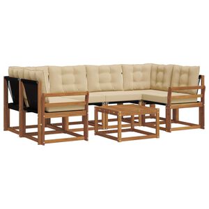 vidaXL Conjunto de Sof&aacute;s para Exterior 7 unid. Natural e Bege