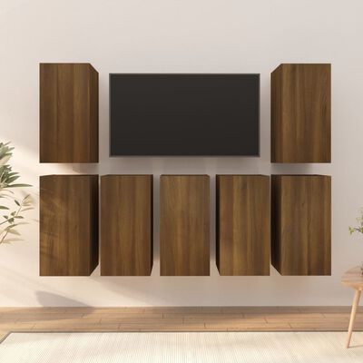 vidaXL Móveis de TV 7 pcs 30,5x30x60 cm madeira cor carvalho castanho