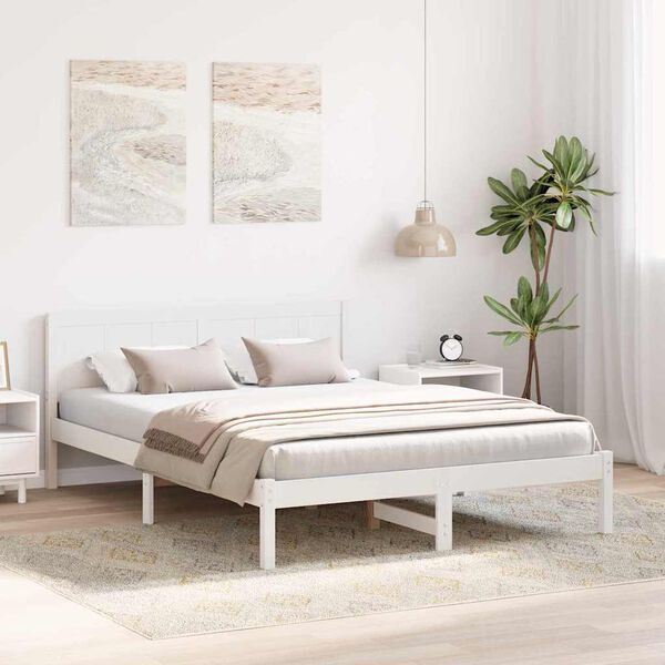 vidaXL Estrutura da Cama Branco 150 x 200 cm Madeira de pinho maci&ccedil;a