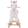vidaXL Animal de baloiçar unicórnio pelúcia 65x32x58 cm branco e rosa