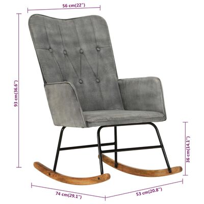 vidaXL Cadeira de baloiço lona vintage cinzento