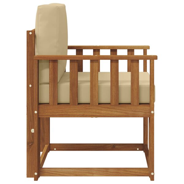 vidaXL Sof&aacute; exterior Madeira de Ac&aacute;cia maci&ccedil;a e Poli&eacute;ster Natural