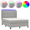 vidaXL Cama box spring c/ colch&atilde;o e LED 140x190 cm tecido cinza-claro