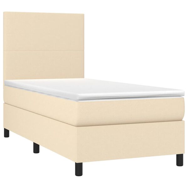 vidaXL Cama box spring c/ colch&atilde;o e LED 80x200 cm tecido cor creme