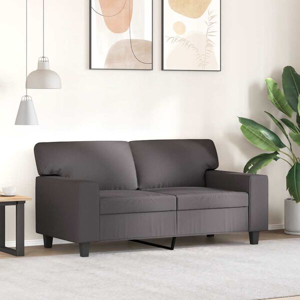 vidaXL Sof&aacute; de 2 lugares 120 cm couro artificial cinza