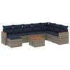 vidaXL Conjunto de sof&aacute; de jardim de 9 pe&ccedil;as com almofadas em rattan sint&eacute;tico cinza