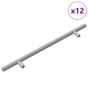 vidaXL Ma&ccedil;aneta de Arm&aacute;rio 12 pcs Prateado 300 mm A&ccedil;o inoxid&aacute;vel