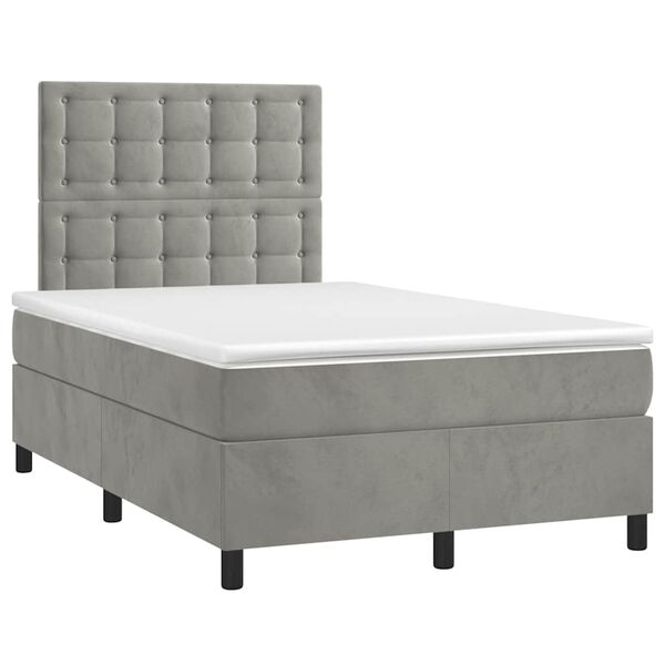 vidaXL Cama boxspring com colch&atilde;o 120x190 cm veludo cinzento-claro