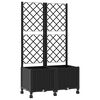 vidaXL Vaso de Jardim com Treli&ccedil;a e Rodas Preto 80 x 40 x 146 cm PP