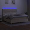 vidaXL Cama box spring c/ colch&atilde;o e LED 180x200 cm tecido cor creme