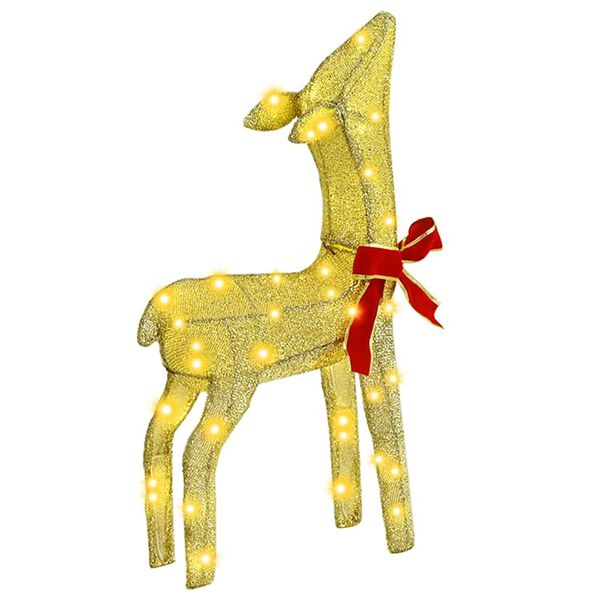 vidaXL Família de Renas 3 pcs Branco quente 68 x 26 x 127 cm tecido