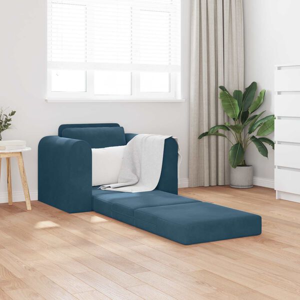 vidaXL Sof&aacute;-Cama Azul 98 x 71 x 83 cm Veludo