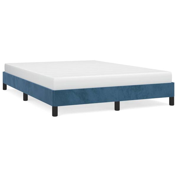 vidaXL Estrutura de cama sem colch&atilde;o 140x200 cm veludo azul-escuro