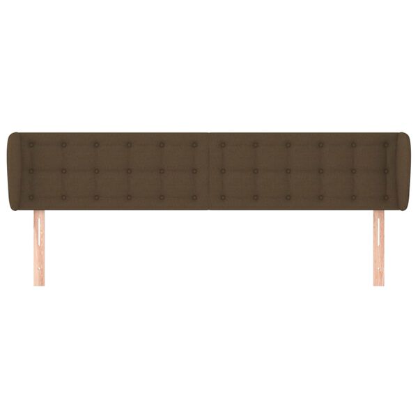 vidaXL Cabeceira de cama c/ abas tecido 203x23x78/88cm castanho-escuro