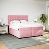 vidaXL Cama com molas/colch&atilde;o 200x200 cm veludo rosa