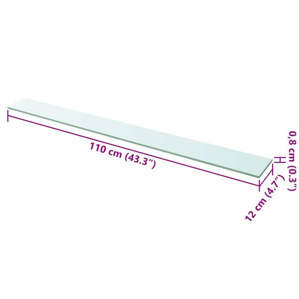 vidaXL Prateleiras 2 pcs 110x12 cm vidro transparente