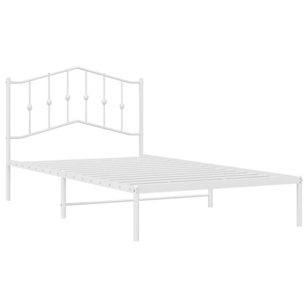 vidaXL Estrutura de cama em metal com cabeceira 107x203 cm branco