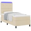 vidaXL Cama Box com colch&atilde;o com led Creme 90 x 200 cm tecido