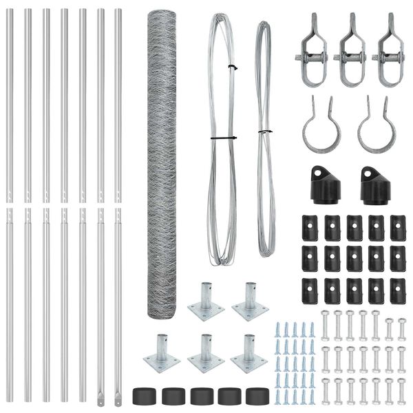 vidaXL Poste de Cerca Prateado 10 x 1,5 m (malha de 36 mm) A&ccedil;o