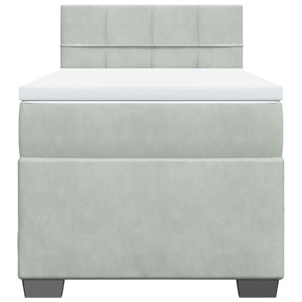 vidaXL Cama com molas/colchão 100x200 cm veludo cinza-claro